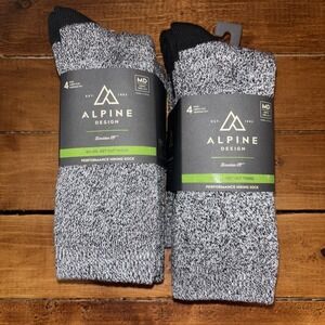 Alpine Design Performance Hiking Crew Socks Men's MEDIUM 4 Pack Lot x2 (8 Pair)